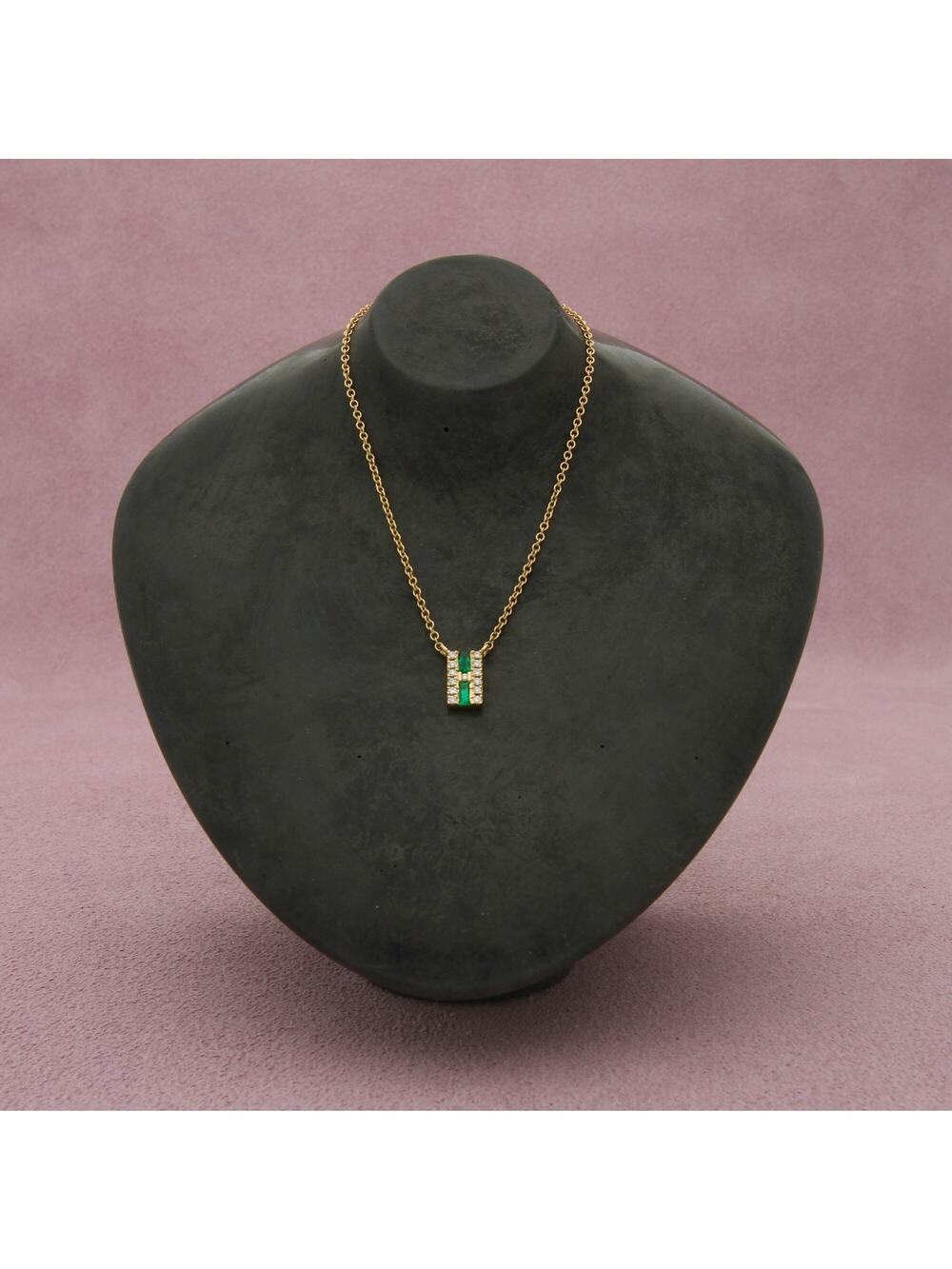 bony levy 18k yellow gold el mar emerald 0.13 ct diamond necklace size 16-18in